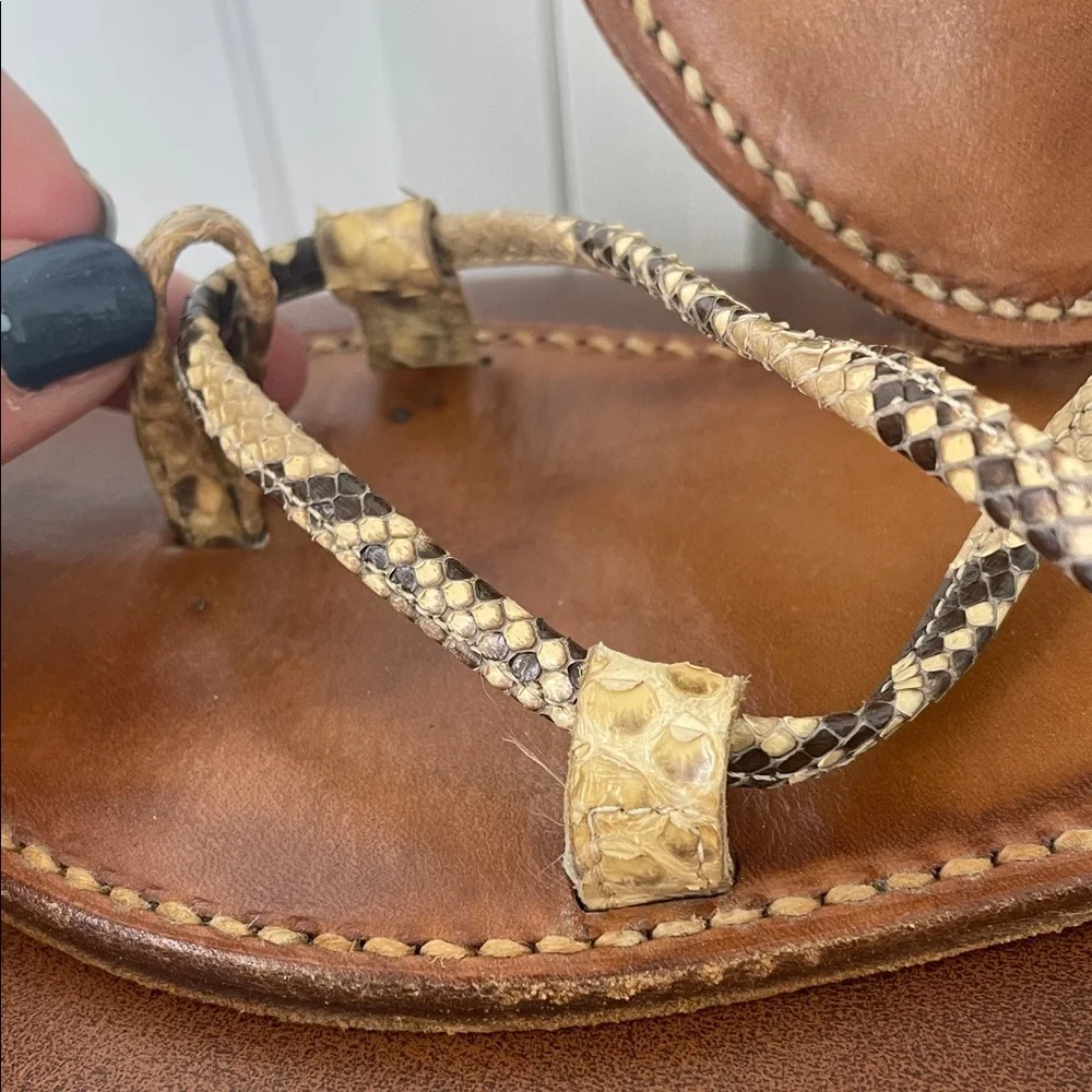 St. Tropez Bikini Brown Python Snake Leather Lace-Up Wrap Sandals Sz7 - Picture 6 of 7